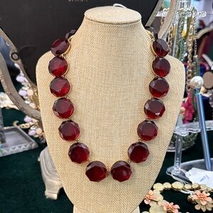 J. Crew Deep Red Faceted Necklace